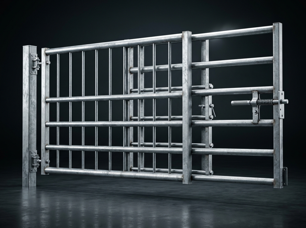 3.00 - 5.00 Metre Açılır Kapanır Teleskopik Ayarlı Padok Kapısı - 3D Render